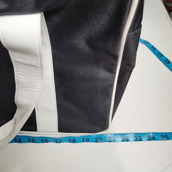 Montblanc Parfum Black White Duffle Weekender Travel Bag Large Adjustable Strap - Picture 9 of 16